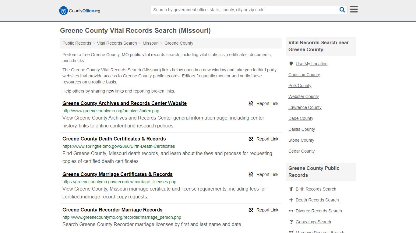 Vital Records Search - Greene County, MO (Birth, Death, Marriage ...